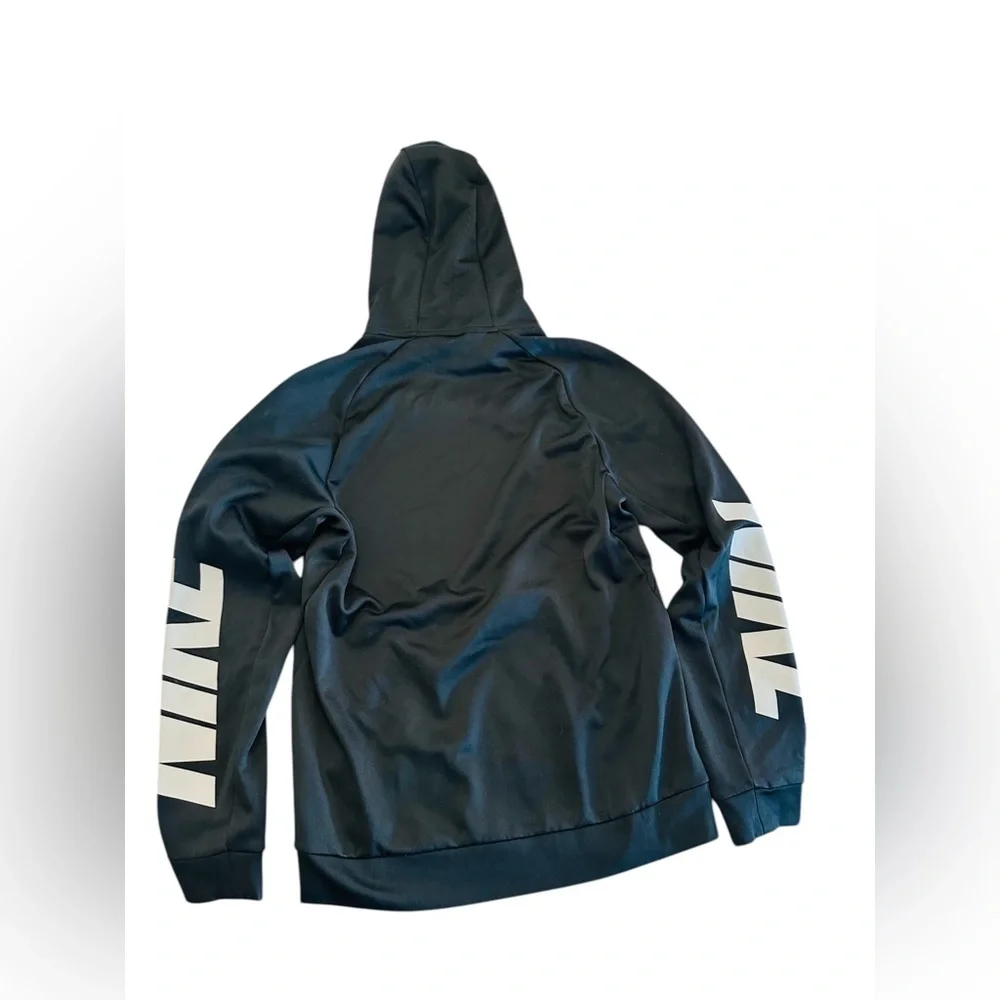 Nike Black Hoodie Sweatshirt with and White Sleeve Logos